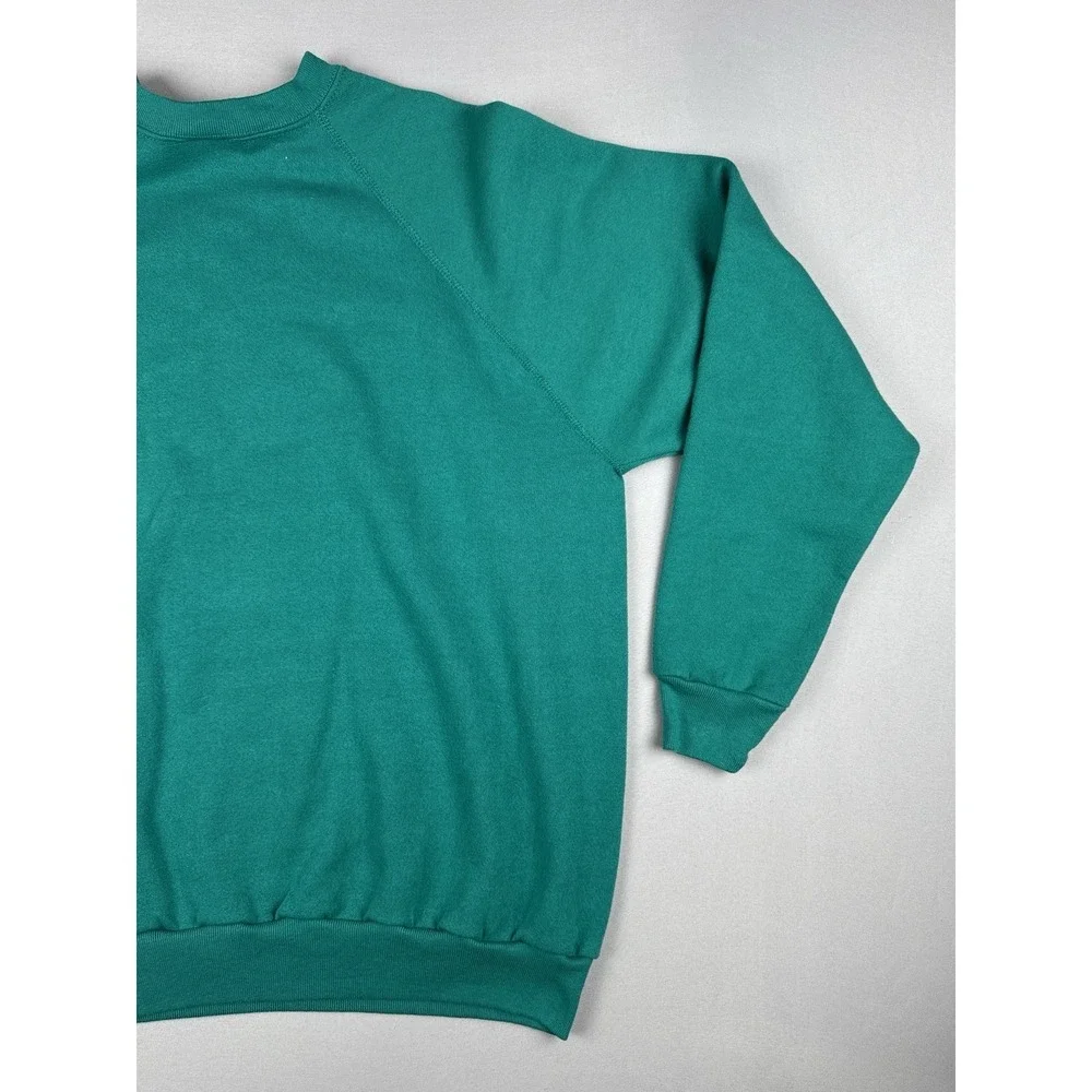 Vintage 80s Tultex Blank Raglan Crewneck Sweatshirt USA Made Green XL